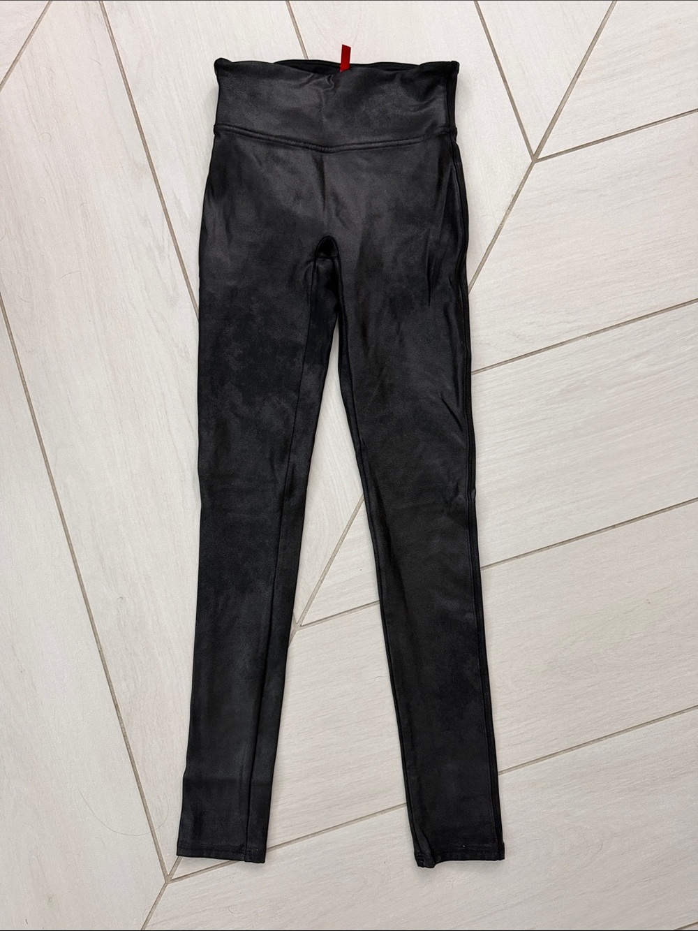 SPANX Black Faux-Leather Leggings with High Waist